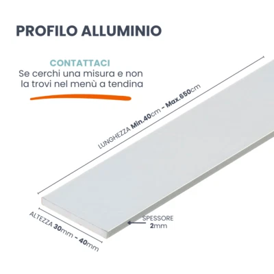Profilo Piatto Alluminio 2MM Barra Piatta Peso per Tende- Misure da 40CM a 650CM - Imagen 1 de 4