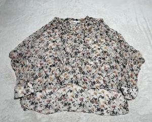 Joie Top Damen Größe Large Weiß Blumenmuster Langarm Transparent Chiffon Bluse - Bild 1 von 7