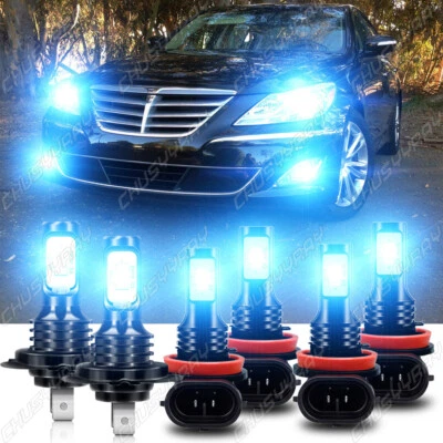 For Hyundai Genesis 2009-2013 LED Headlights High&Low Beam + Fog Light Bulbs Kit - Image 1 of 4