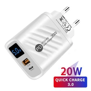 20W PD QC3.0 pantalla digital cargador rápido USB-A TypeC cargador rápido teléfono - Imagen 1 de 13