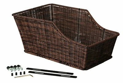 Fahrradkorb Gepäckträgerkorb Rattan hinten xxl Kunststoff  Rattankorb Braun - Bild 1 von 4