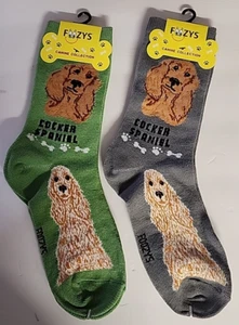 FOOZYS CANINE COCKER SPANIEL DOG SOCKS DRESS CASUAL UNISEX PUPPY PET 2 PAIR NEW - Picture 1 of 2