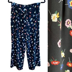 Pantalones cortos Zara estampado floral pierna ancha para mujer M negros bolsillos multicolores - Imagen 1 de 13