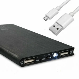 20000mAh Poder Banco en Negro Batería 3.0 USB Cargador + 1m Micro Cable - Foto 1 di 7