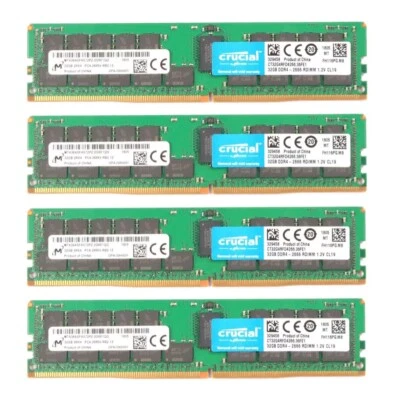 New Crucial 128GB (4X32GB) DDR4 2666MHz ECC Registered Memory Ram CT32G4RFD4266 - Image 1 of 4