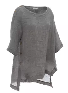 Túnica de capas asimétricas de lino gris Luukaa talla XXXL - Imagen 1 de 2