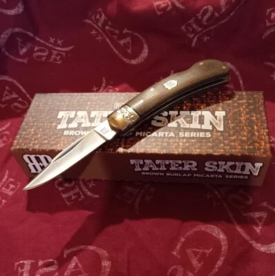 Navaja de Bolsillo Rough Ryder Blockback Arpillera Mango Micarta Tater Skin Foto 1 de 4