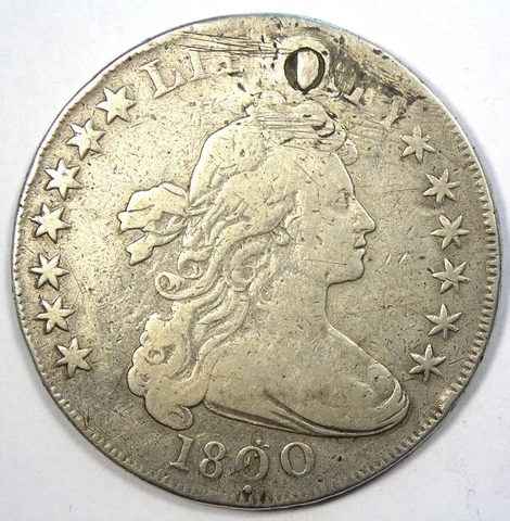 1800 Draped Bust Silver Dollar $1 Coin Dotted Date - Fine Details (Plugged) Cover