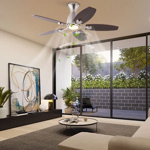 Tropical Style Indoor Outdoor Ceiling Fan 42-In. Palm Leaf Blades Bowl Light Kit - Picture 1 of 16