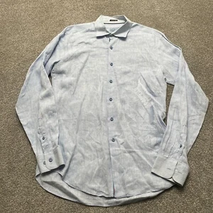 Bugatchi Uomo Shirt Adult Large Blue Classic Fit Casual Long Sleeve Mens READ - Picture 1 of 11