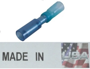 (50) 14-16 AWG Blue 3M Heat Shrink Insulated (Female) Round Bullet Terminal 180 - Picture 1 of 1