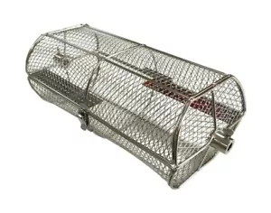 Stainless Steel BBQ Rotisserie Spit Roast Cage Tumbler Basket Attachment - Picture 1 of 7
