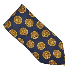 GUCCI Mens 100% Silk Necktie Navy Blue Compass ITALY 3.5" Classic Luxury - Picture 1 of 7