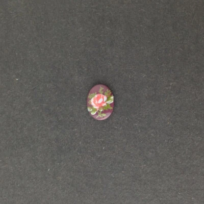 Vintage Pink Rose on Burgundy Glass Flower Cabochons Japan 8x6mm (6) cab423G Foto 1 de 2