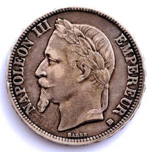 France-Napoléon III 5 FRANCS 1867 BB. Strasbourg. Argent 24,8 g. - Picture 1 of 2