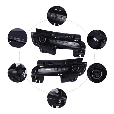 Fits 2012-16 Jeep Grand Cherokee SRT8 LED DRL Daytime Running Light Fog Lamp Kit - Image 1 of 4