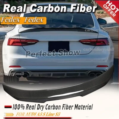 Real Carbon Fiber FOR Audi B9 A5 RS5  S5 Coupe Rear Trunk Spoiler Wing 2017-2023 - Image 1 of 4