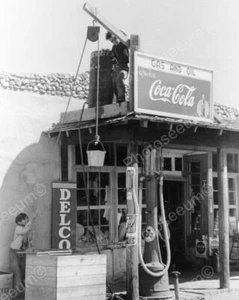 Boy Plays On Gas & Oil Roof wCoke Sign 8x10 Reprint Of Old Photo - Bild 1 von 1
