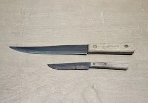 Old Hickory Ontario Knife Tru-Edge 4" Kitchen Utility & 8" Carving Knife Lot 2 - Picture 1 of 7