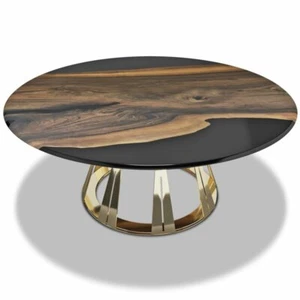 30 Zoll maßgeschneiderte schwarze Epoxidharz Holz Live Edge Stil Kaffee Center Tischplatte - Bild 1 von 3