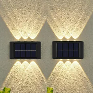 2Pack Solar Wall Lights 6 LED Outdoor Garden Pathway Stairs Step Fence Deck Lamp - Picture 1 of 11