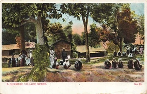 Postcard A Burmese Village Scene Southeast Asia - Picture 1 of 2