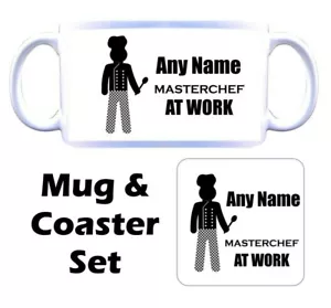 PERSONALISED Chef Masterchef Print Ceramic Mug & Coaster Christmas Birthday Gift - Picture 1 of 7