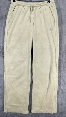 Adidas Womens Track Pants 12 Beige Dust Sand Embroidered Logo Adicolor Velour - Image 1 of 4