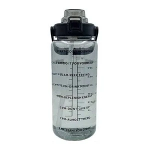 2L Sports Water Bottle Time Marker with Straw Large Gym Travel Drinking Bottle - Picture 1 of 9