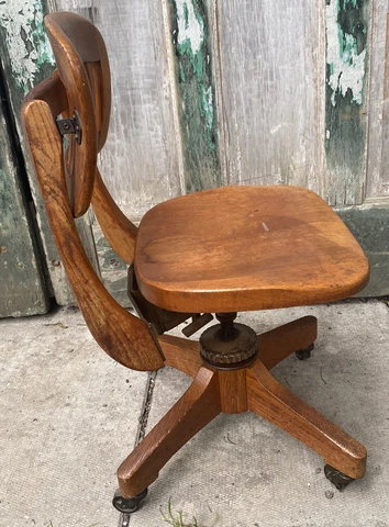 Antique Sikes Furniture Rolling, Swiveling, Tilting Oak Industrial Office Chair Cover