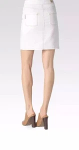 NWT PAIGE Sz27 BIANCA A-LINE BUTTON FRONT STRETCH SKIRT BLANC WHITE DENIM MINI - Picture 1 of 7