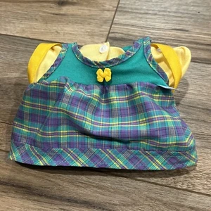 RARE Cabbage Patch Doll Dress Plaid Green Purple Plastic Backpack W Compartment - Picture 1 of 8