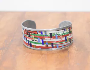 Pulsera Brazalete Tira de Estaño Tejida Reciclada - Imagen 1 de 4