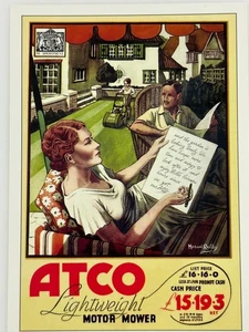 Vintage ATCO leichter Motormäher Werbung Postkarte England - Bild 1 von 2