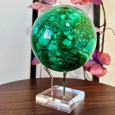 4.01LB Natural malachite ball quartz crystal energy ball Divination meditation - Image 1 of 4