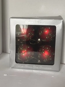 Seasons Designs Mouth Blow Glass Christmas Ornaments  Red Set Of 4 - Picture 1 of 6