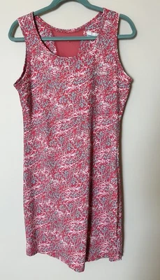 Vestido para mujer Columbia PFG sin mangas rojo brillante y aguamarina, gráfico coral, talla L Foto 1 de 4