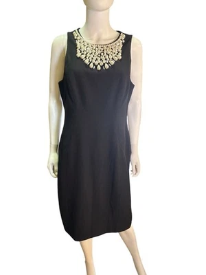 Alfani Sleeveless Embellished Neckline Sheath Dress Black Party Holidays 16 EUC - Image 1 of 4