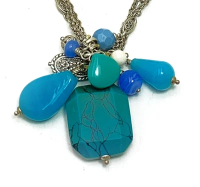 Collar de cuentas Southwestern racimo firmado LC Liz Claiborne tono plata 17 pulgadas Foto 1 de 4