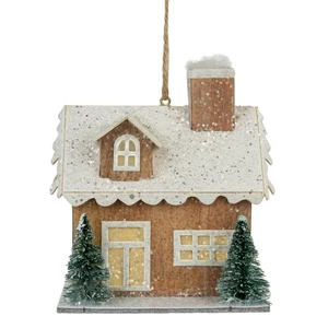 Northlight 4" A Batería Marrón Tostado Blanco Iluminado Casa Adorno de Navidad - Imagen 1 de 5