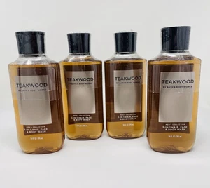 4 BATH & BODY WORKS TEAKWOOD MEN'S COLLECTION 3 IN 1 HAIR FACE & BODY WASH 10 oz - Picture 1 of 1