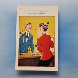Saucy Comic Postcard Gents Outfitters Young Mens Trousers C1965 Brook Publishing - Picture 1 of 2