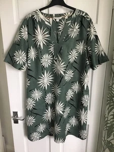 White Stuff June Green Multi Linen Short Sleeve Pocket Tunic Dress Size 16 NWOT - Picture 1 of 12