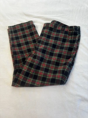 Talbots Classic Pants Women’s 18 Navy Red Plaid Wool Blend Ankle Bow Holiday - Image 1 of 4