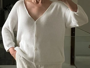 The White Company Women's White V-Neck Boxy Cardigan Cotton Blend Size 10 - Picture 1 of 9