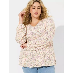 Torrid Ditsy Blumen Top Gr. 2X Stufen gerippt V-Ausschnitt Langarm Boho Bauern Chic - Bild 1 von 11