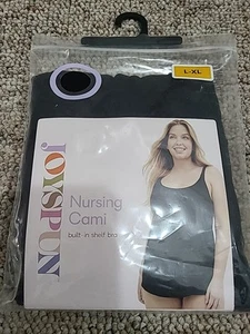 Nueva camiseta sin mangas Joyspun Maternity L/XL negra con sujetador - tela suave - - Imagen 1 de 3