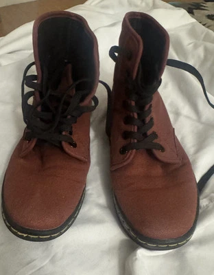 Botas informales Dr. Martens Shoreditch para mujer talla 6 rojas de lona con cordones zapatos Foto 1 de 4