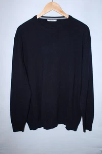 Kangra Men's Size 58/XL Navy Blue Crew Neck Elbow Patches Cashmere Sweater - Picture 1 of 11