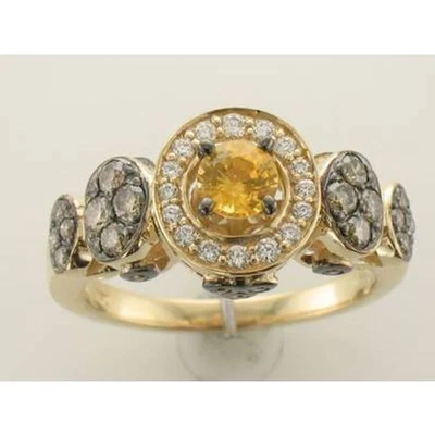 Кольцо из желтого золота 14 карат с желтым сапфиром Le Vian SI2 шоколадным бриллиантом 1,15 карата размер 7 - Изображение 1 из 4
